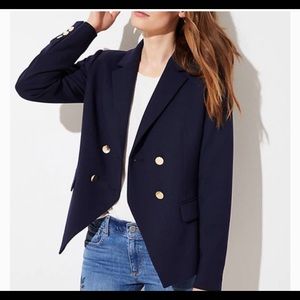 Loft Navy Double Breasted Blazer